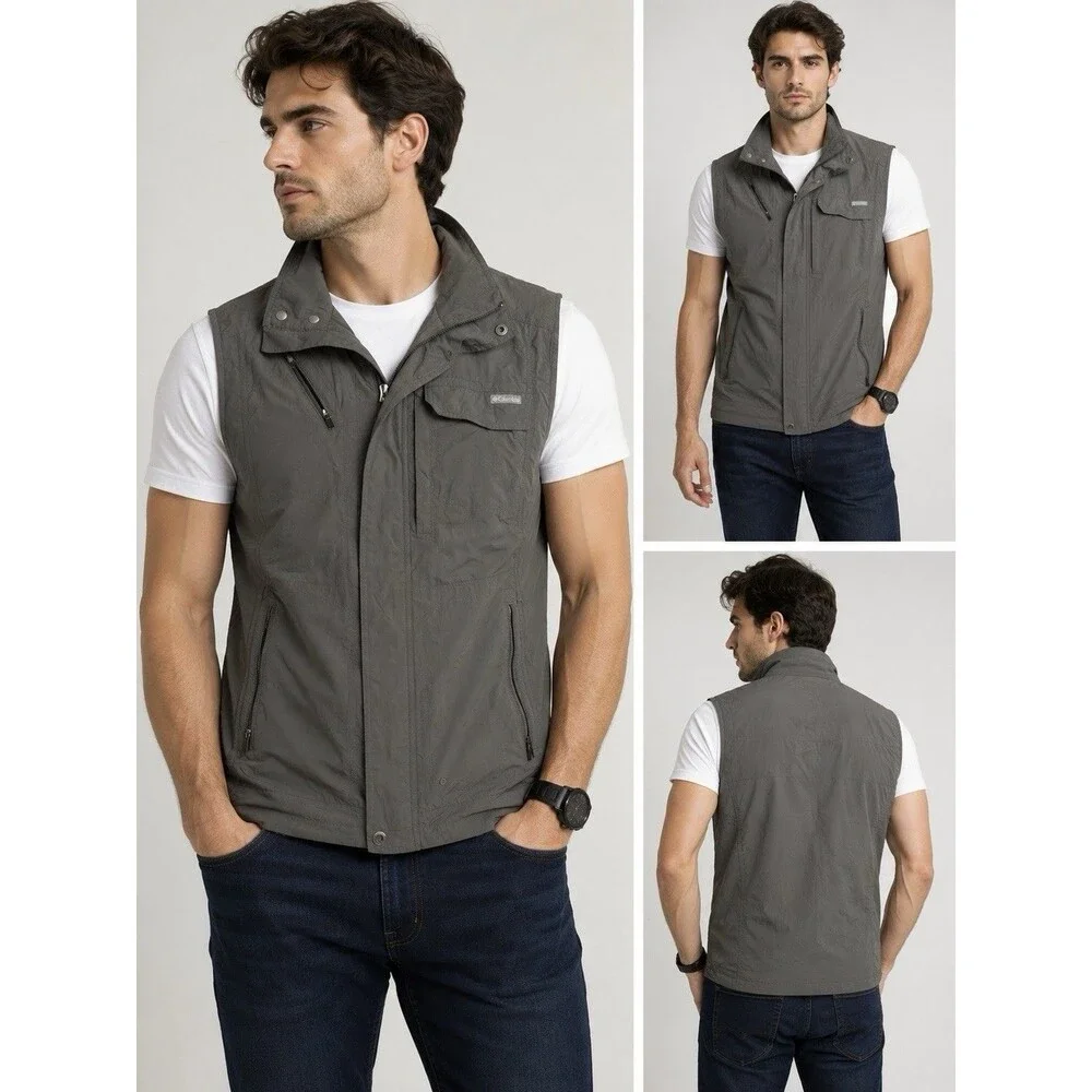Columbia Titanium Omni Dry Mens Sz Lg Fishing Hiking Full Zip Hiking Nylon Vest